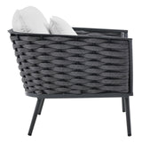 Outdoor Rope 3-Piece Patio Set With Wooden Top Table