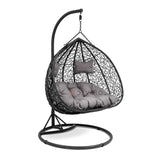 Double Seater Rattan & Wicker Swing (Black & Grey)