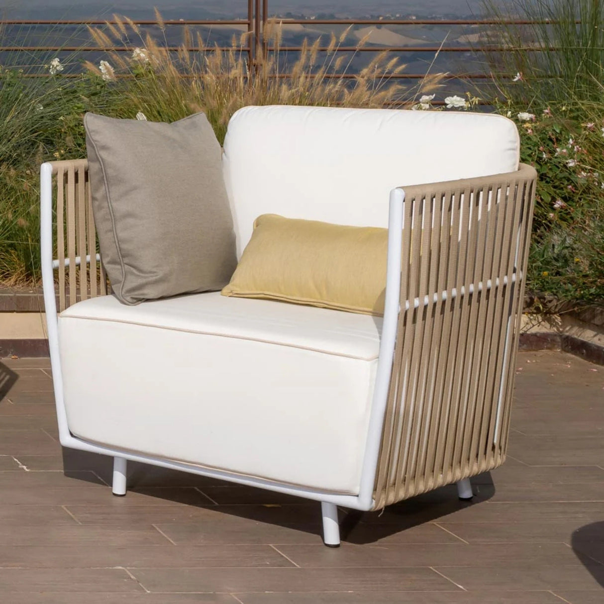 All-Weather Rope 4- Seater Sofa Set With Glass Top Table