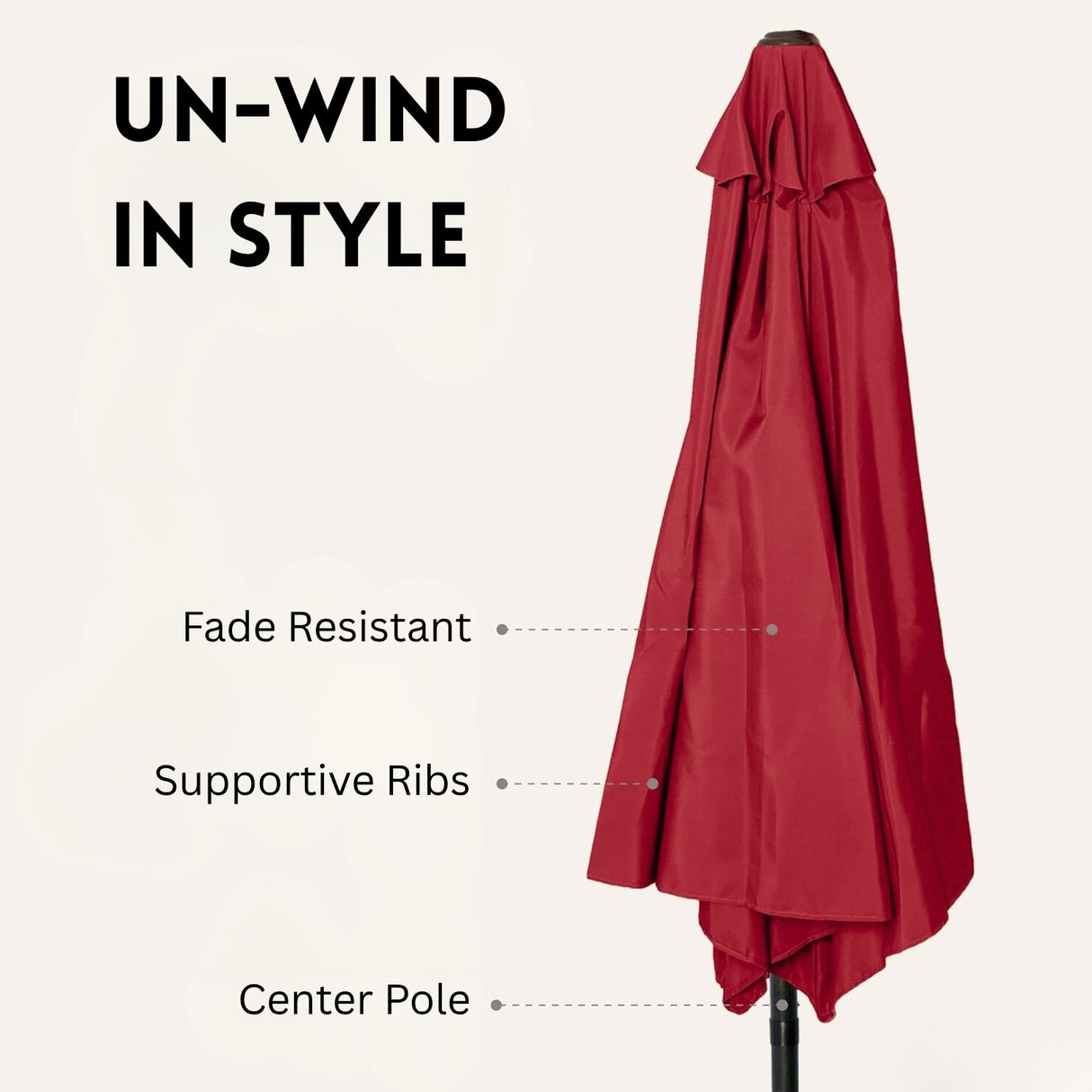 9ft Red Color Outdoor Patio Umbrella with Centre Pole