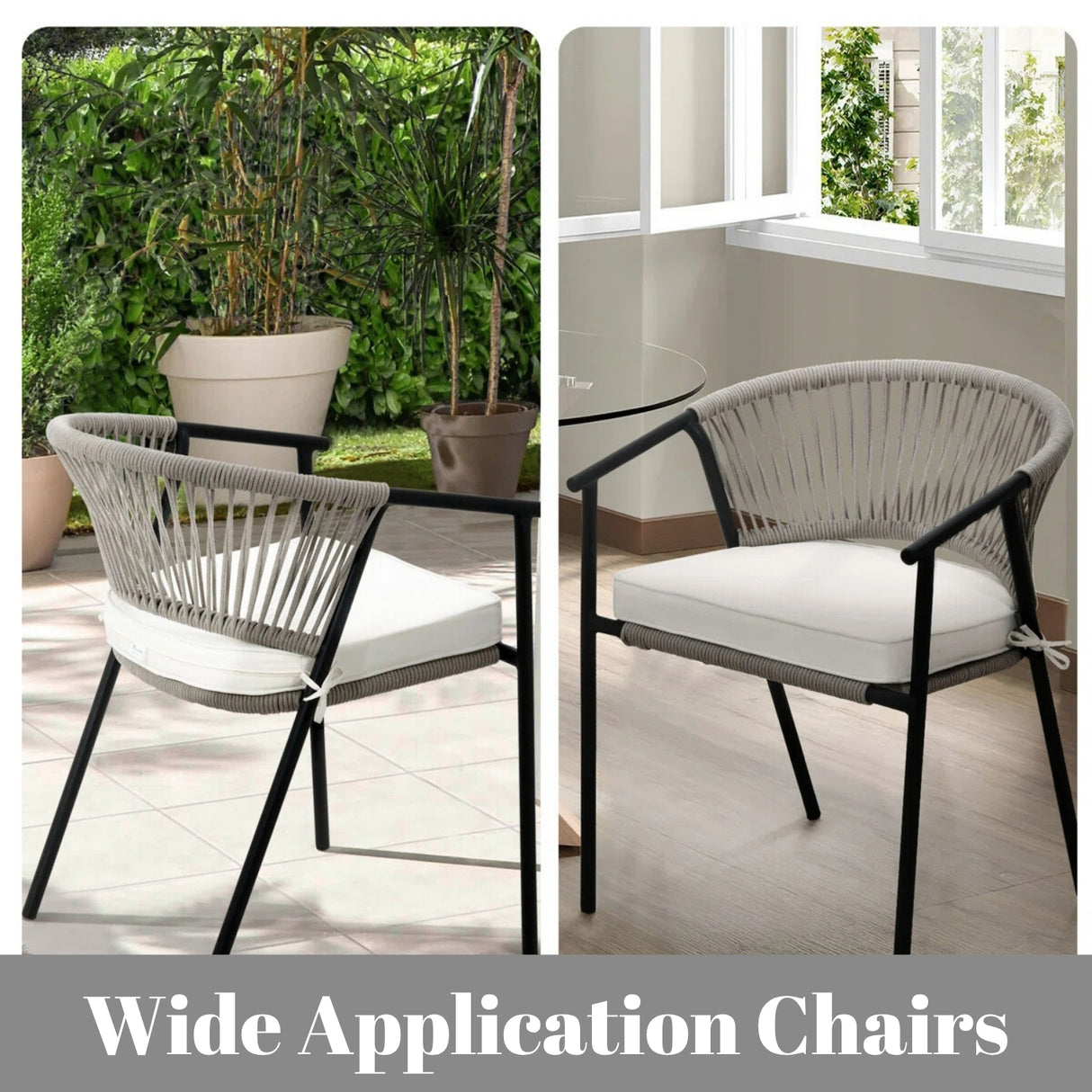 4-Piece Outdoor Rope Patio Dining Chairs