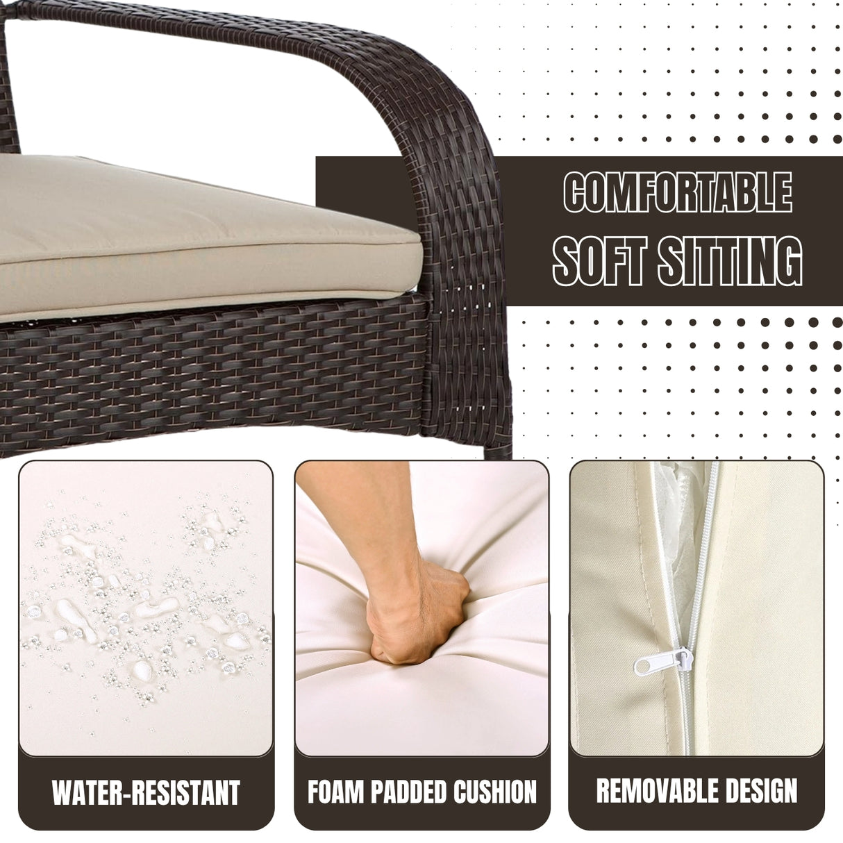 1-Piece Outdoor Wicker Single Seater Adirondack Style Armchair