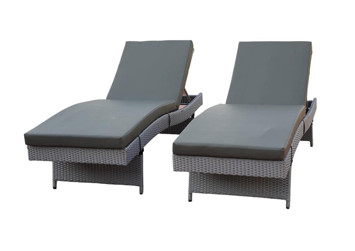 All-Weather HDPE Wicker Outdoor Chaise Lounge Chair Set of 2