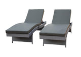 All-Weather HDPE Wicker Outdoor Chaise Lounge Chair Set of 2