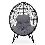 Outdoor Black Rattan Lounge Accent Egg Chair
