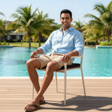 Outdoor Rope Dining Chair with Cushion (Platinum & Black)