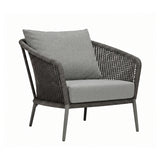 Outdoor Rope L-Shape Sofa Set with Center & Side Table (Grey)