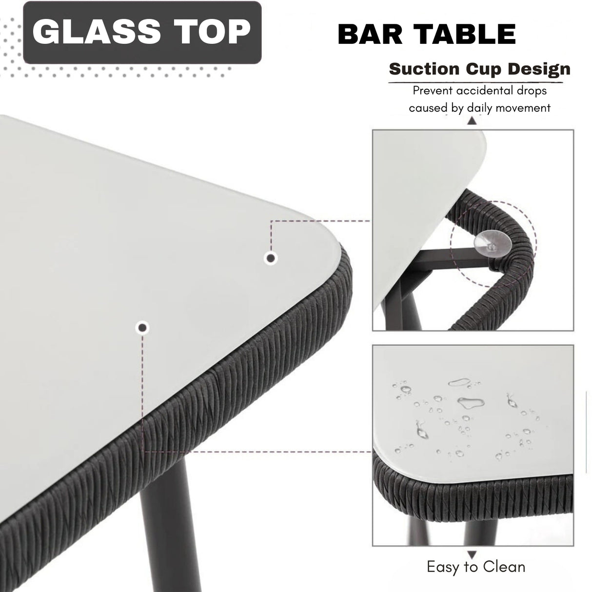 Premium Outdoor Rope 5-Piece Bar Set With a High-Top Table