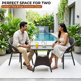 Outdoor Wicker 3 Piece Patio Bistro Set (Dark Brown)