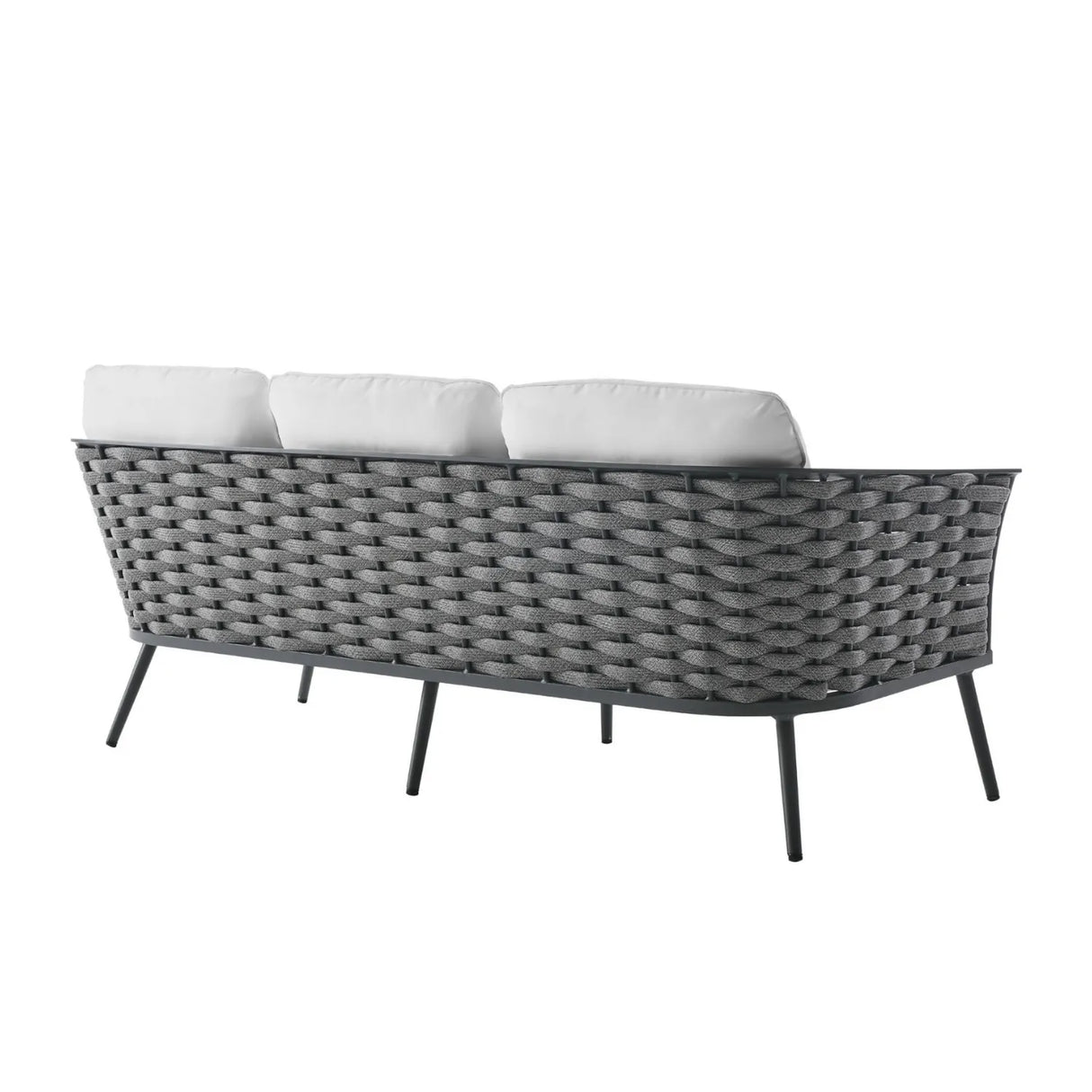 4 Piece Outdoor Rope Sofa Set with Wooden Top Table