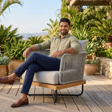Premium All-Weather Outdoor Rope Sofa Chairs Set (Grey)