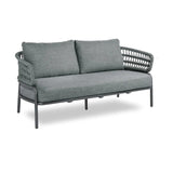 Outdoor Rope 4-Piece Patio Sofa Set with Glass Top Table (Grey)