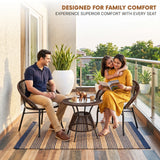 Outdoor Rope 3 Piece Patio Bistro Set (Dark Brown & Cream)