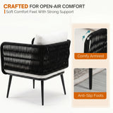 Outdoor Rope 4 Seater Conversation Furniture Set (Black & White)