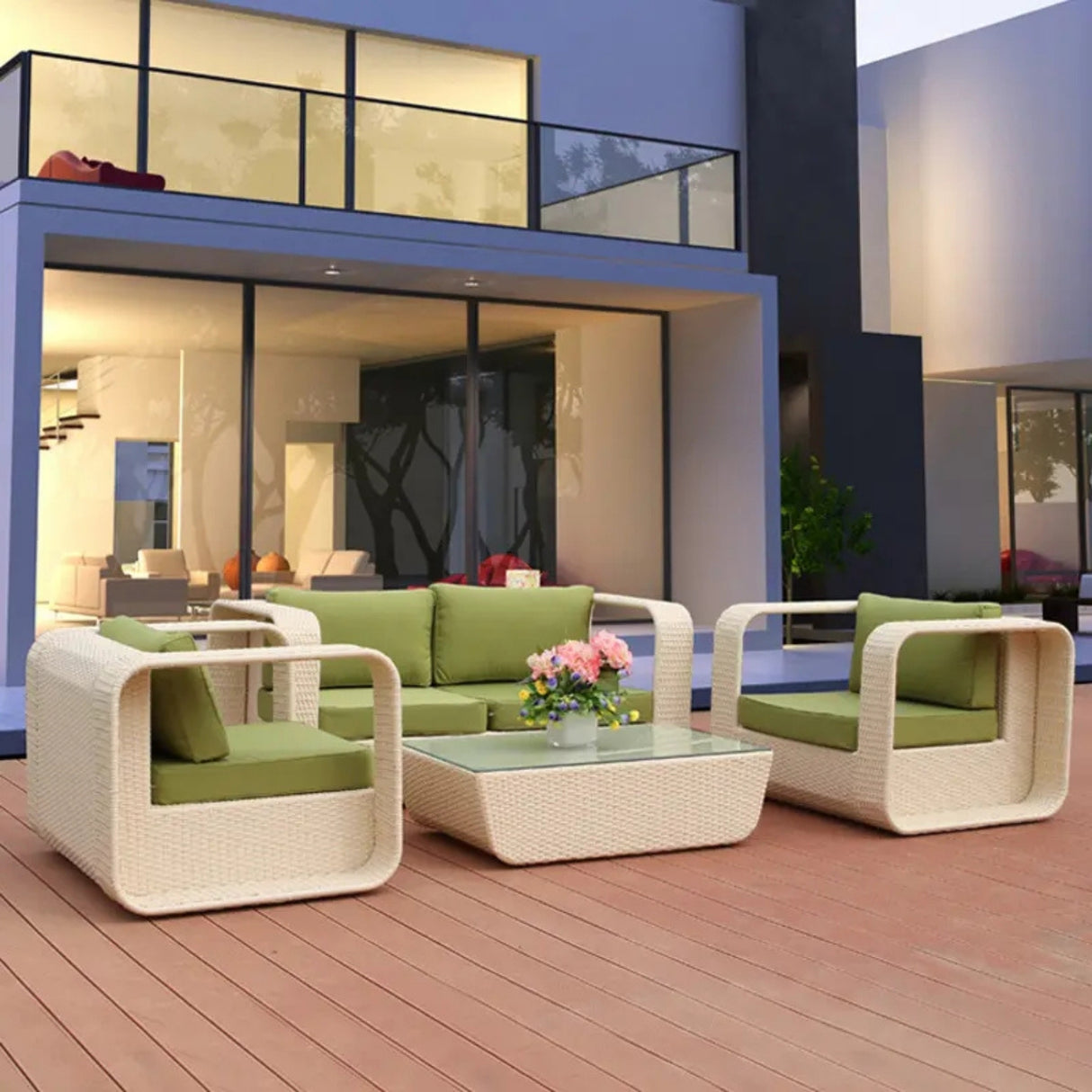 4-Piece Outdoor Rattan Wicker Patio Sofa Set