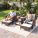 Outdoor 5 Piece Patio Wicker Furniture Set