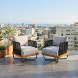Premium All-Weather Outdoor Rope Sofa Chairs Set (Black & Off-White)