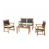 Outdoor Wicker 4-Piece Sofa Set with Solid Sheesham Wood Frames