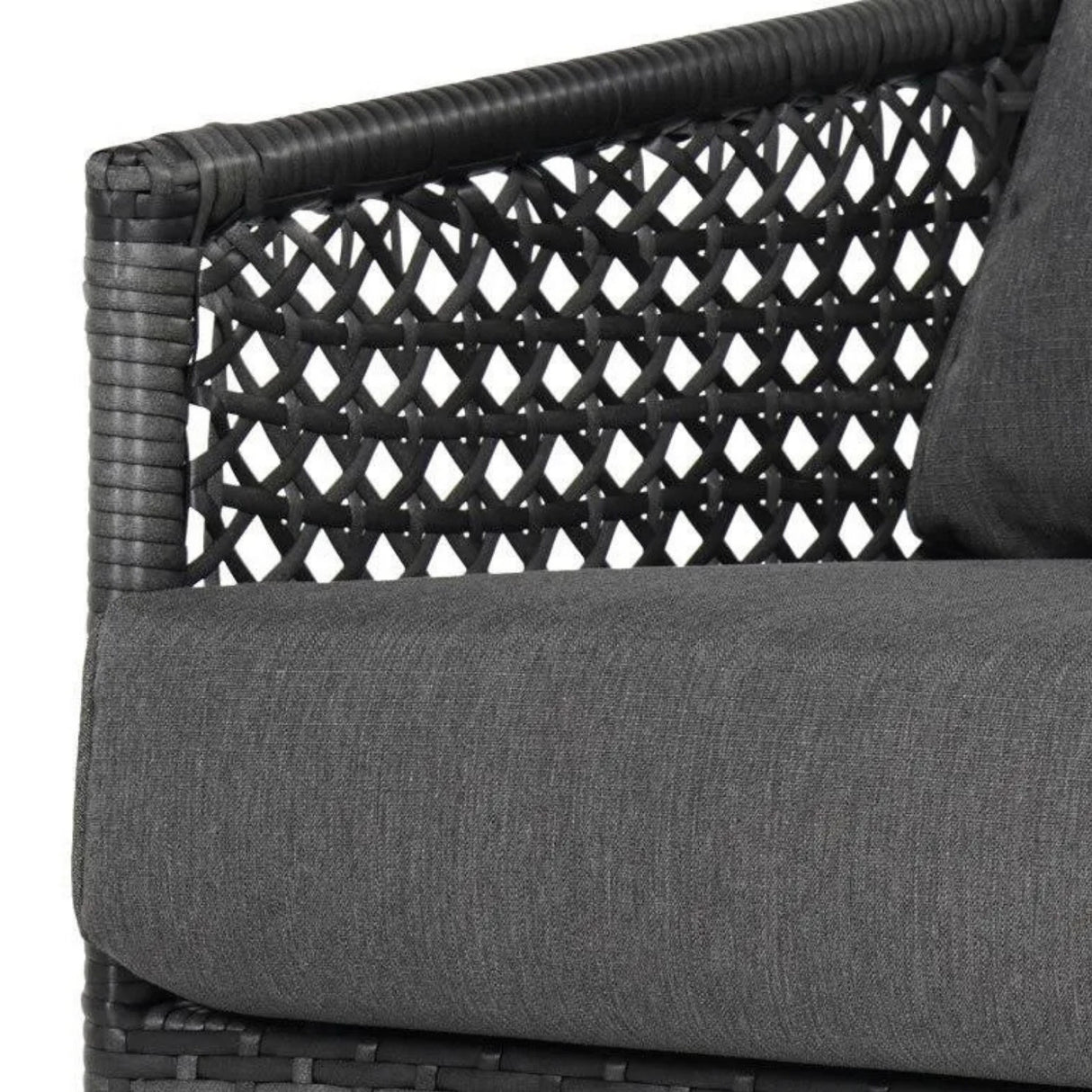 L-Shaped Patio Conversation Sofa Set with Thick Cushions & Side Table (Grey)