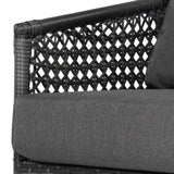 L-Shaped Patio Conversation Sofa Set with Thick Cushions & Side Table (Grey)