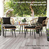 Set of 2 Wicker Ottomans, Multipurpose Outdoor Furniture