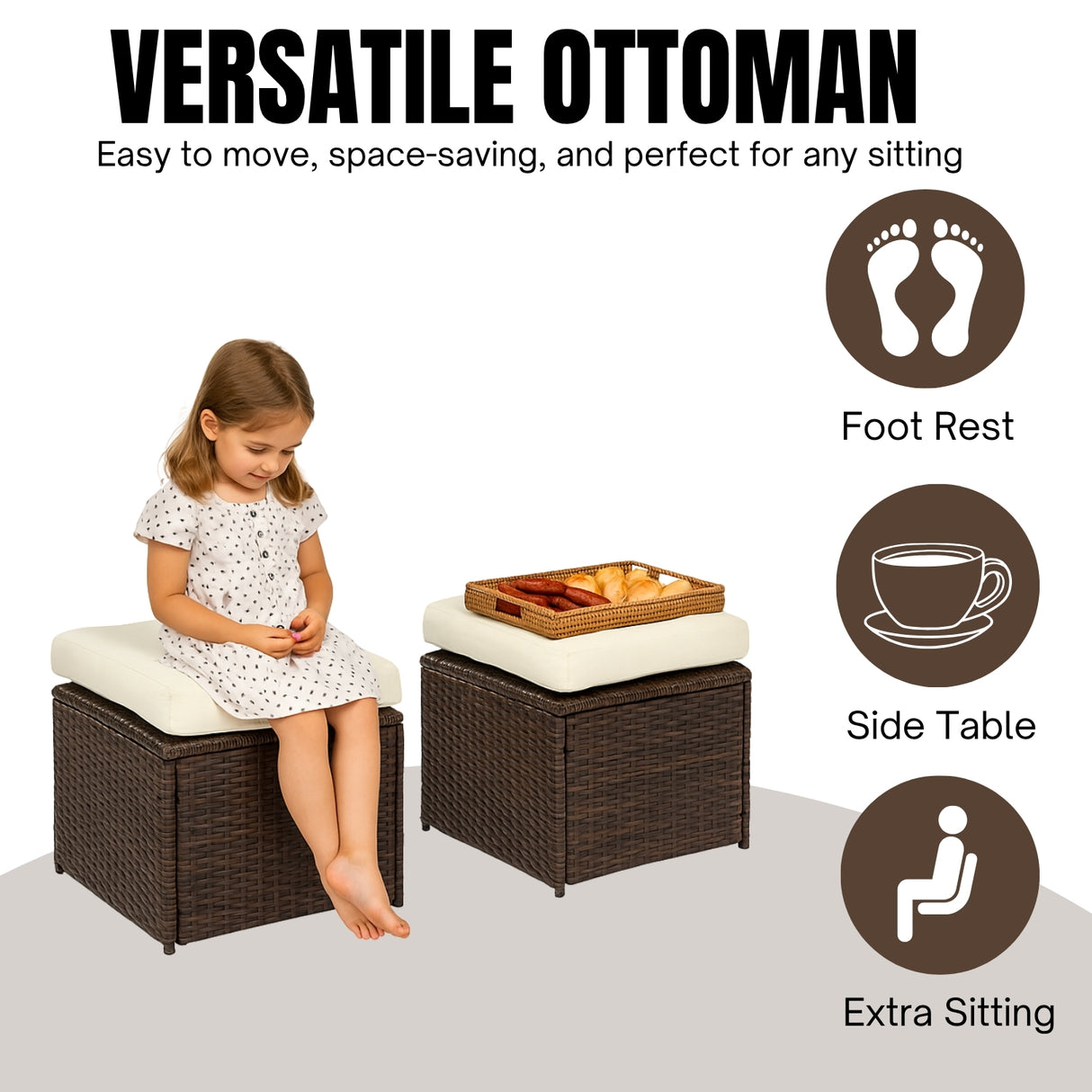 6-Pieces L-Shape Patio Rattan Dining Set