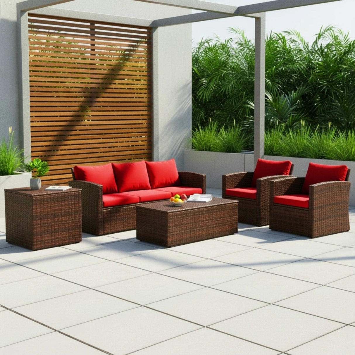 Outdoor 7-Seater Wicker Sectional Sofa Set