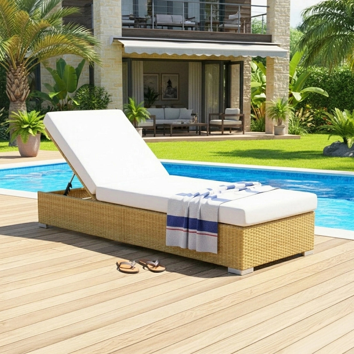 Outdoor 2-Piece Chaise Lounge Chair with Adjustable Settings and Cushions