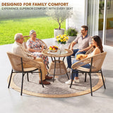 Outdoor 4-Seater Patio Rope Conversation Set (Beige & Cream)