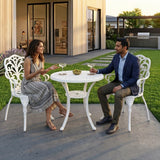 Outdoor 3-Piece Cast Aluminum Bistro Set (White)