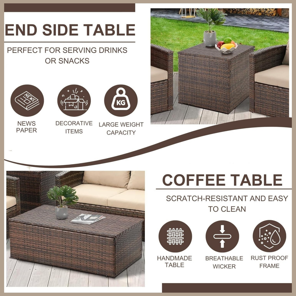 Outdoor 7-Seater Wicker Sectional Sofa Set