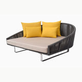 Outdoor Grey Rope Patio Daybed with Comfortable Cream Cushion