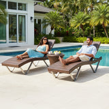Outdoor Rattan Wicker Lounge Chairs Set of 2 with Matching Side Table