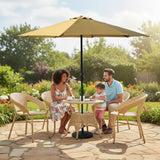Outdoor Wicker 5-Piece Patio Set with Outdoor Umbrella