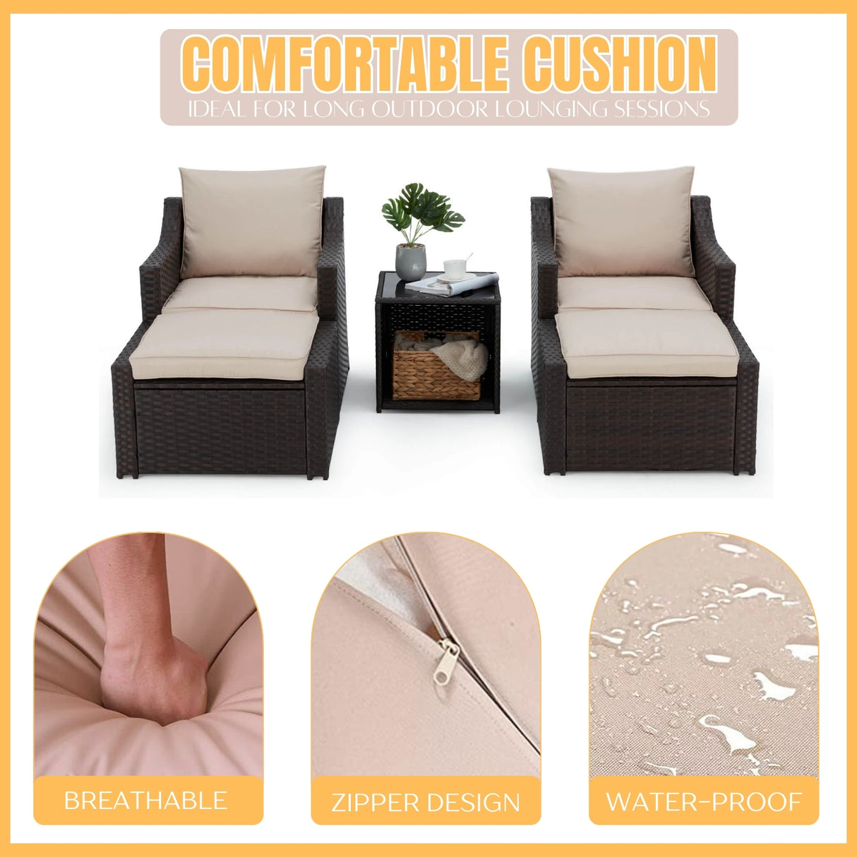 Outdoor Wicker 5-Piece Patio Sofa Set