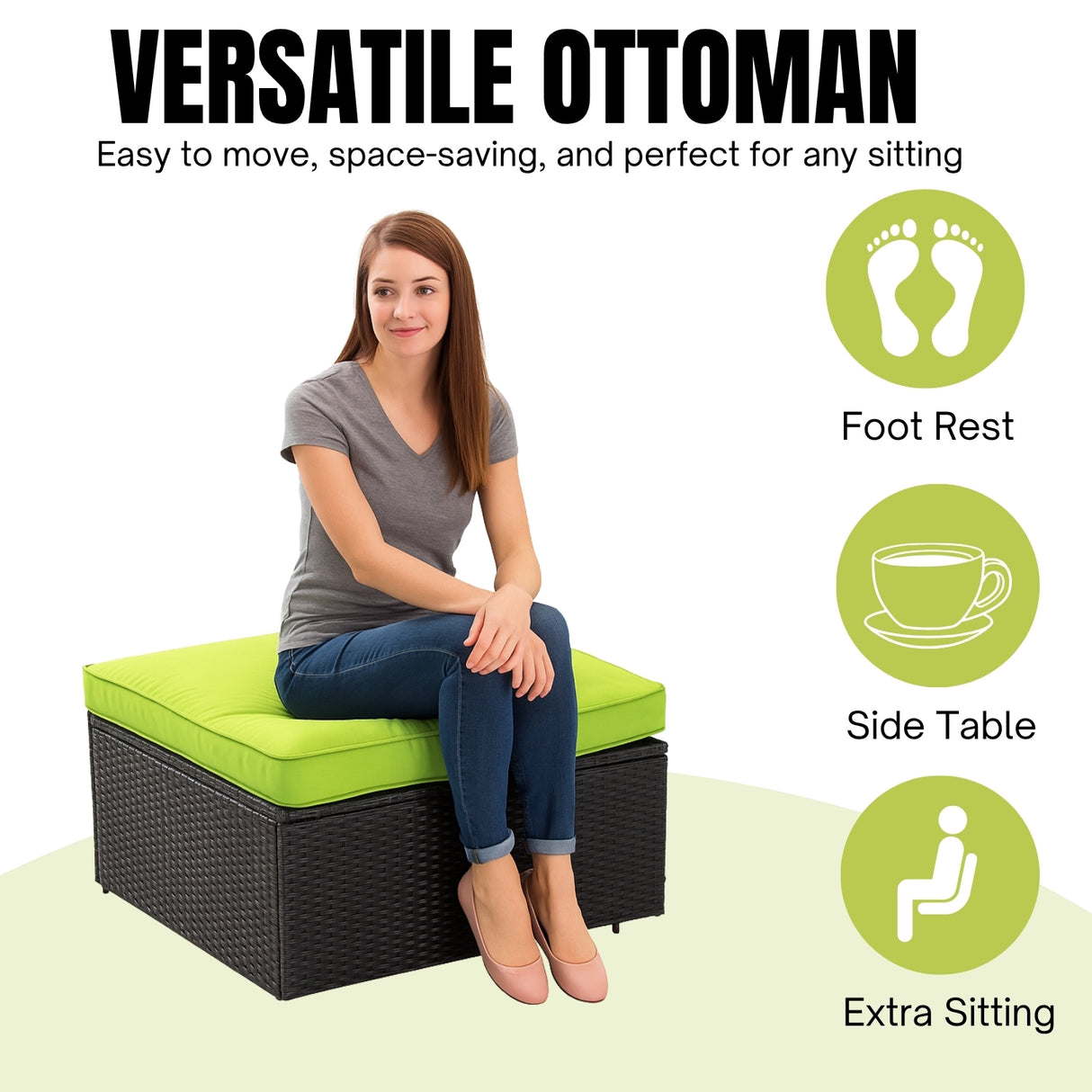6-Piece Outdoor Conversation Set (Black/Green)