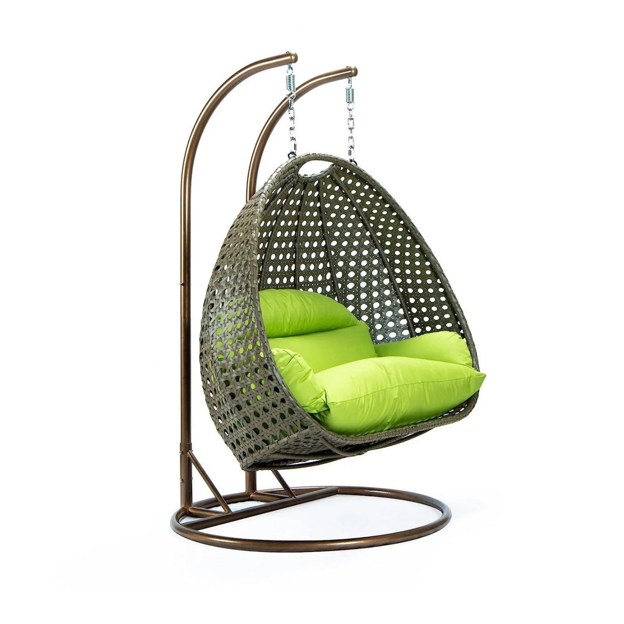 Double Seater Hanging Swing Chair (Dark Brown/Green)
