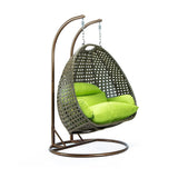 Double Seater Hanging Swing Chair (Dark Brown/Green)