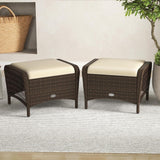 2-Piece Outdoor Rattan Wicker Ottoman Set