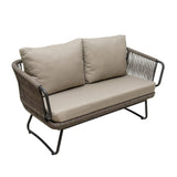 4-Piece Rope Sofa Set With Glass Top Table