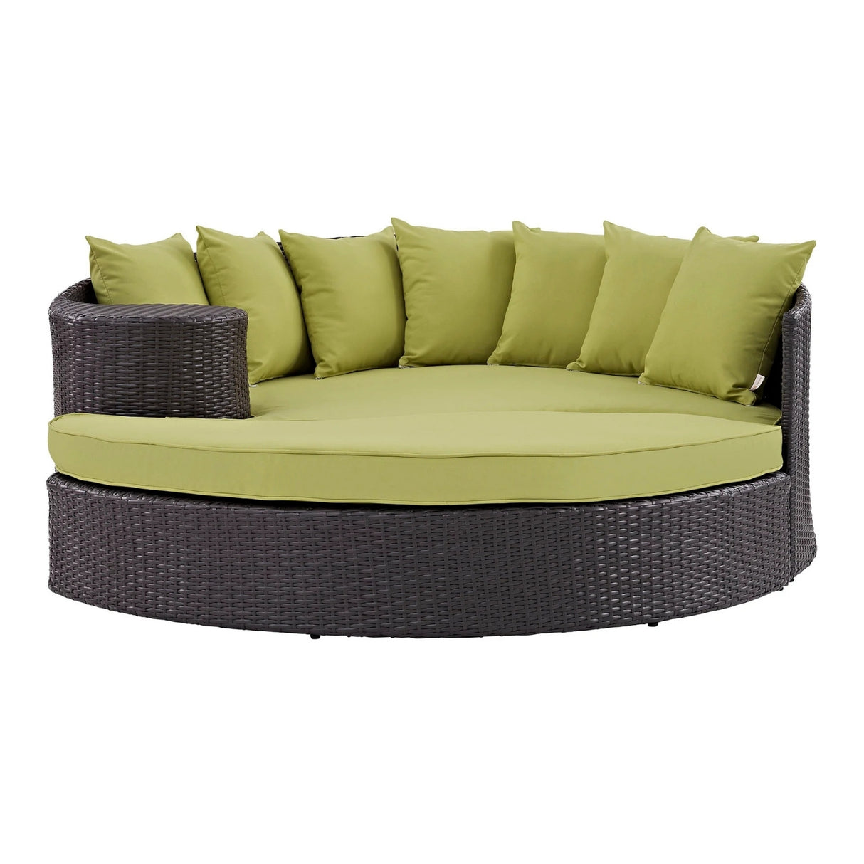 Outdoor Rattan Wicker Daybed (Dark Brown & Green)