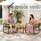 Outdoor 3-Piece Wicker Patio Set(Beige & Green)