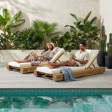 Premium Outdoor Teak Wooden Lounger Set with Cushions