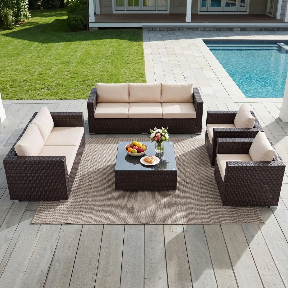 Outdoor Wicker 7-Seater Sofa Set