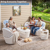 5-Seater Modern Design Outdoor Patio Furniture Set (White & Sky-blue)