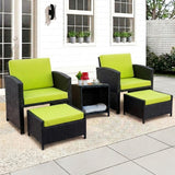 Outdoor 5 Piece Patio Wicker All Weather Sectional Furniture Set