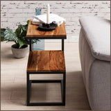 Solid Sheesham Wood S-Shape Bedside Corner Side Table