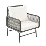 Outdoor L-Shape Rope Sofa Set (Grey & White)
