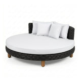 Outdoor All-Weather Rattan Wicker Round Daybed (Black & White)