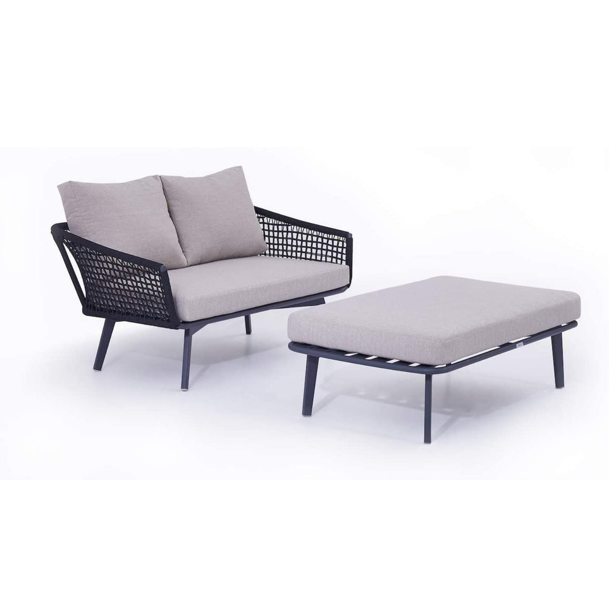 2-Piece Outdoor Rope Loveseat Sofa With Ottoman